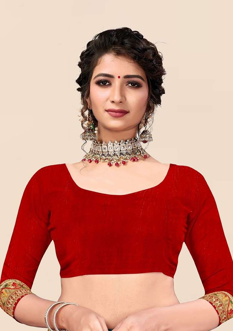 Orange Blended Saree Set with Printed for Diwali | Wedding & Festive Wear - Indya