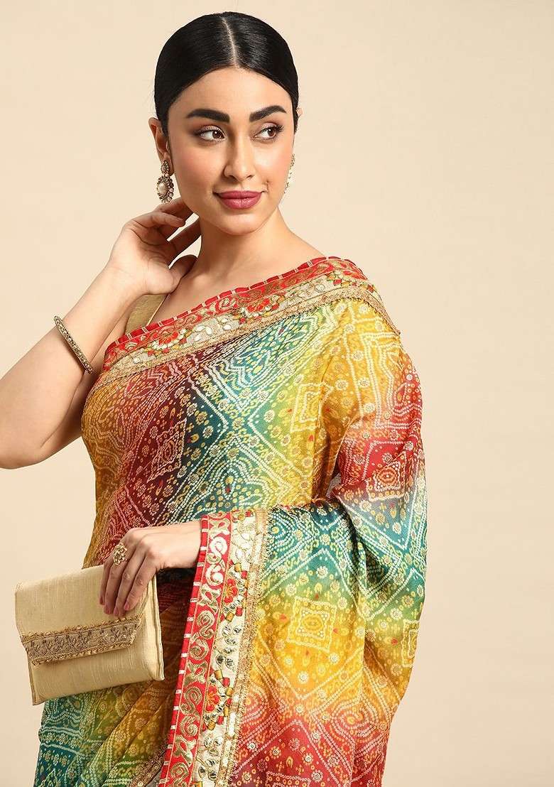 Blue Embellished Blended Saree Set for Diwali | Wedding & Festive Wear - Indya