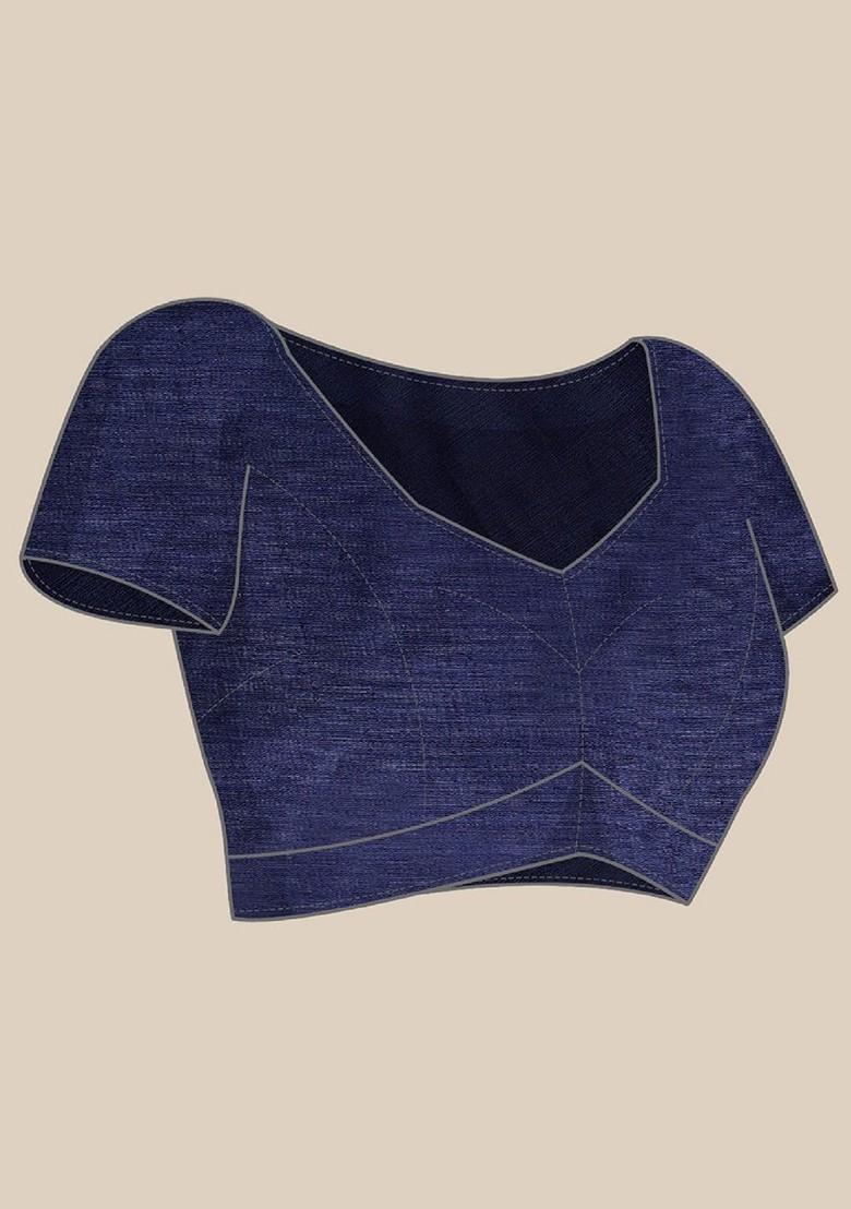 Black Printed Blended Saree Set - Indya