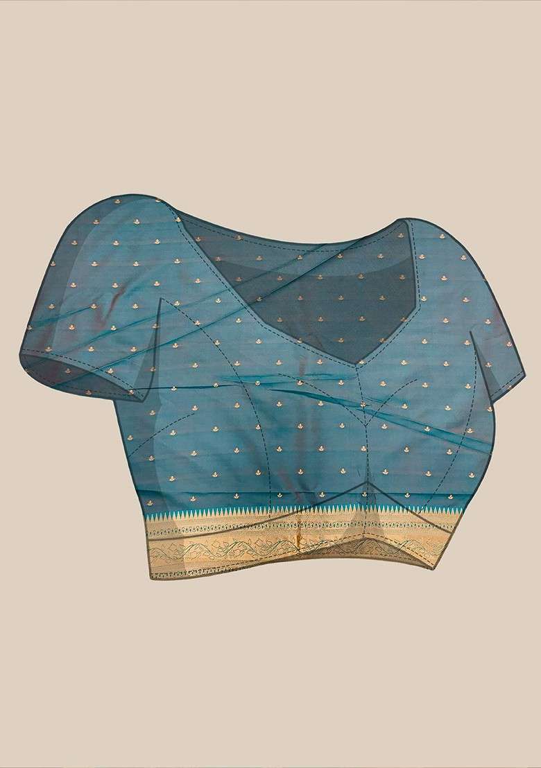 Orange Zari Blended Saree Set with Printed for Diwali | Wedding & Festive Wear - Indya