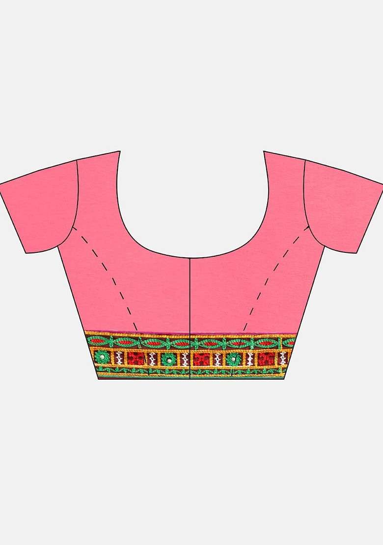 Pink Blended Saree Set with Embroidered for Diwali | Wedding & Festive Wear - Indya