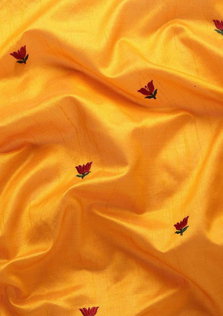 Yellow Blended Saree Set with Printed for Diwali | Wedding & Festive Wear - Indya