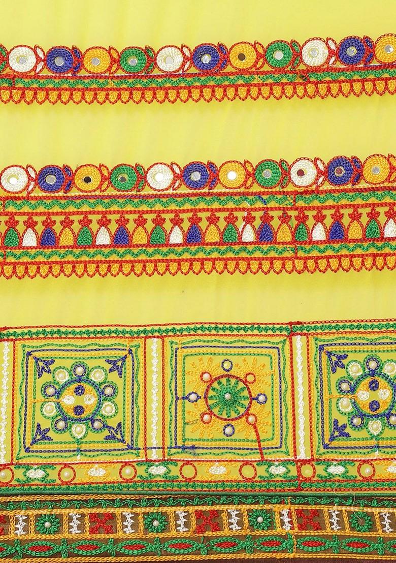 Blue Embellished Blended Saree Set - Indya