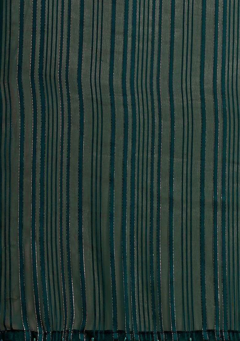 Turquoise Blue Blended Saree Set with Embroidered for Diwali | Wedding & Festive Wear - Indya