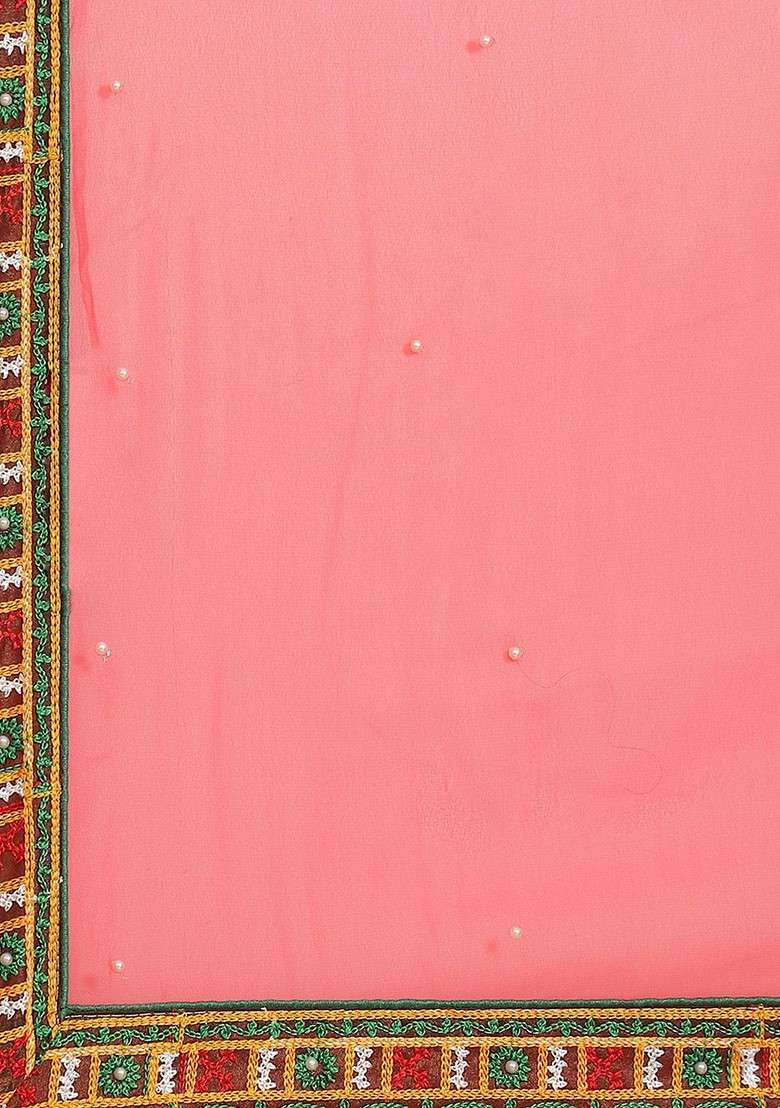 Pink Embellished Blended Saree Set for Diwali and Festive Wear - Indya