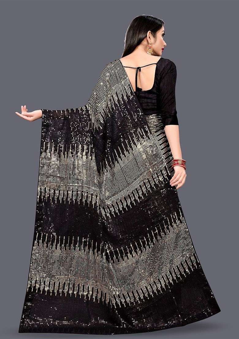 Gold Embellished Blended Saree Set for Diwali | Wedding & Festive Wear - Indya