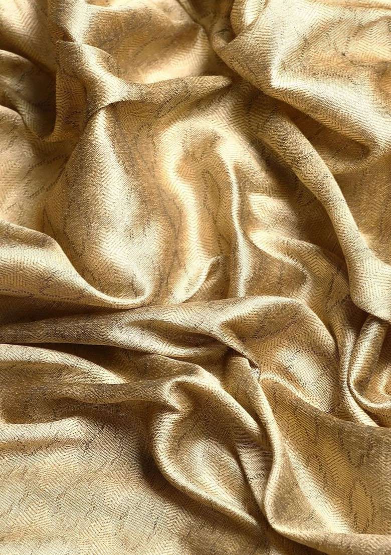 Beige Blended Saree Set with Embroidered for Diwali | Wedding & Festive Wear - Indya