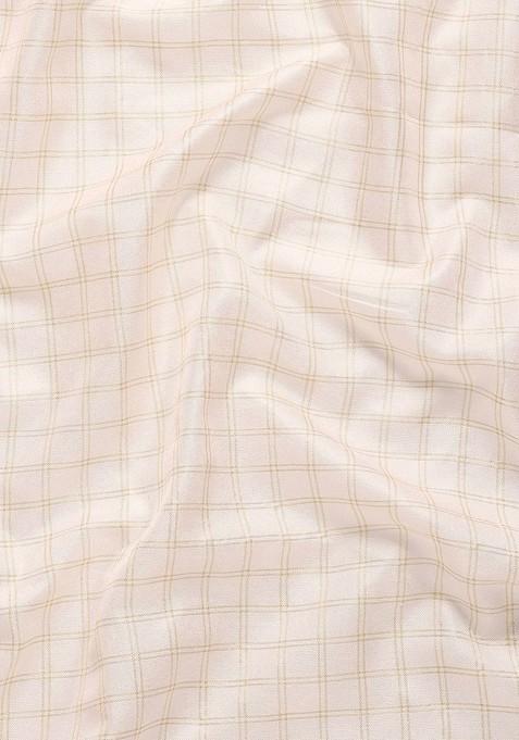 White Printed Blended Saree Set