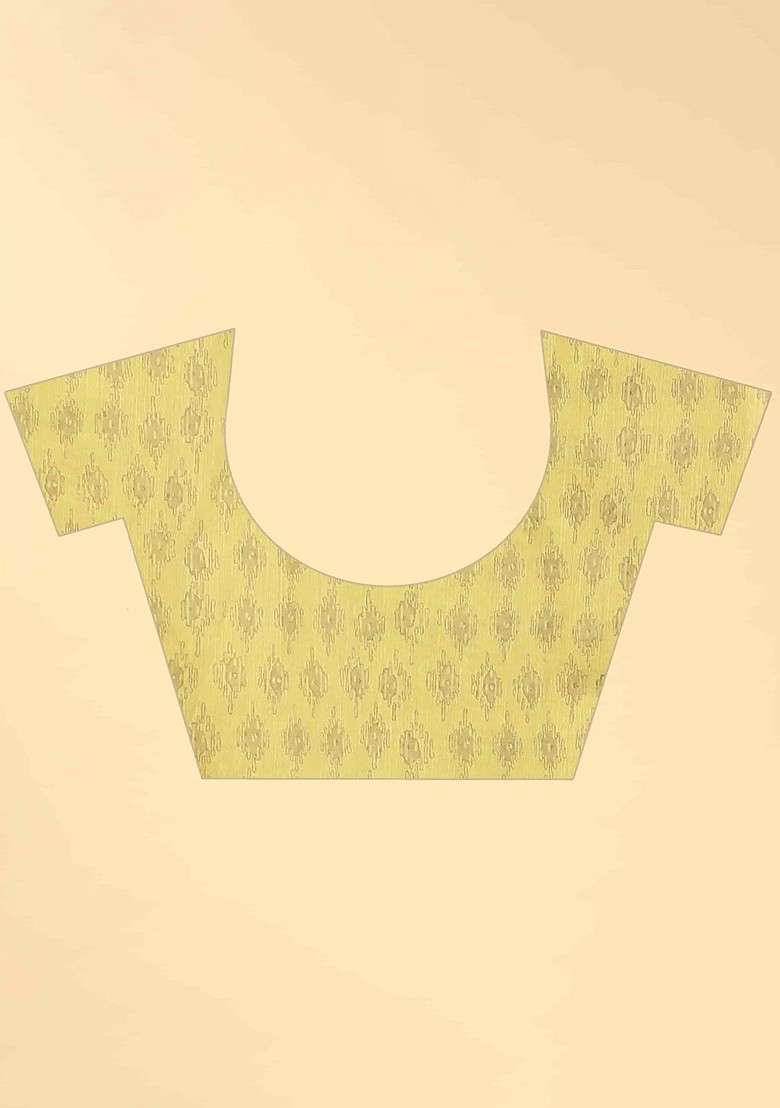 Yellow Blended Saree Set with Printed for Diwali | Wedding & Festive Wear - Indya