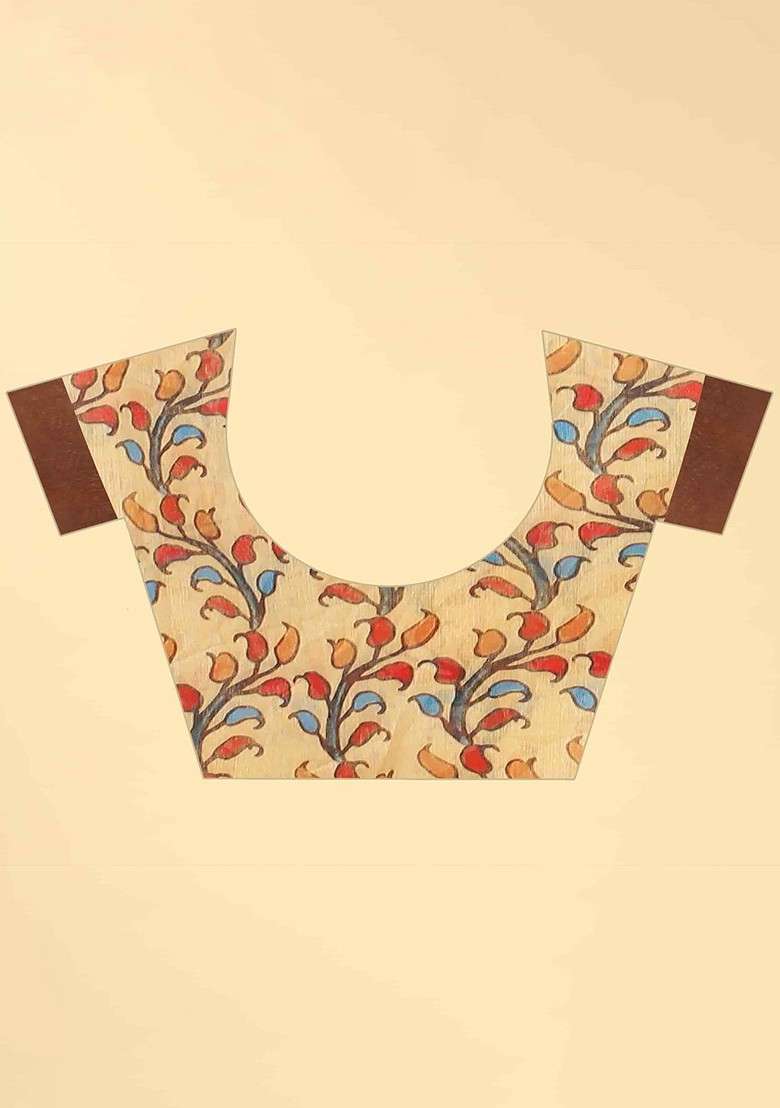 Brown Blended Saree Set with Printed for Diwali | Wedding & Festive Wear - Indya