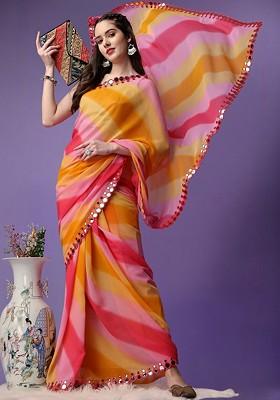 Multi Embroidered Blended Saree Set