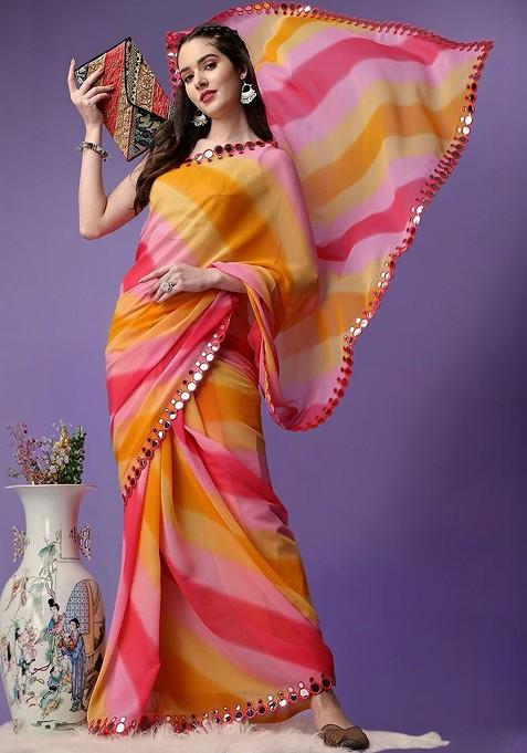 Multi Embroidered Blended Saree Set