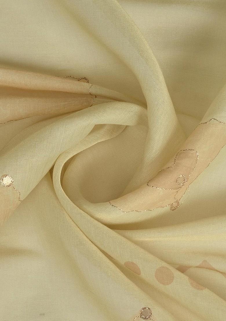 Beige Printed Blended Saree Set - Indya