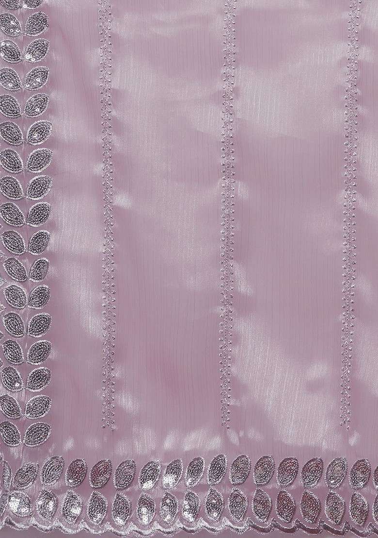 Pink Embellished Blended Saree Set - Indya