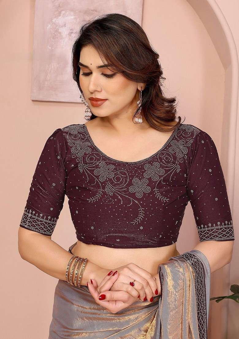 Gold Embellished Blended Saree Set with Sequin for Diwali | Wedding & Festive Wear - Indya