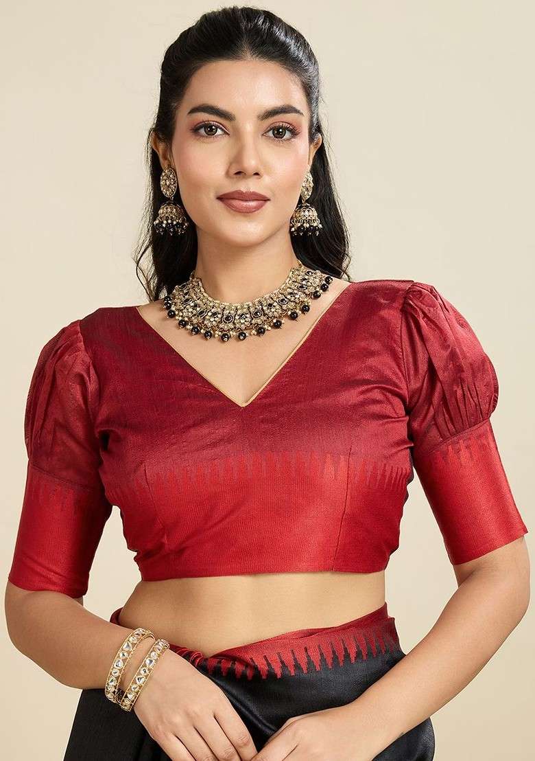Multi Blended Saree Set with Embroidered for Diwali | Wedding & Festive Wear - Indya