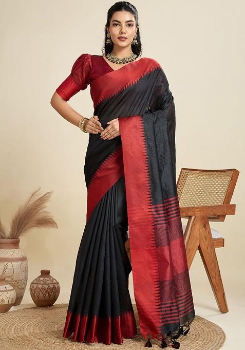Multi Embroidered Blended Saree Set