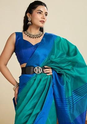 Multi Embroidered Blended Saree Set