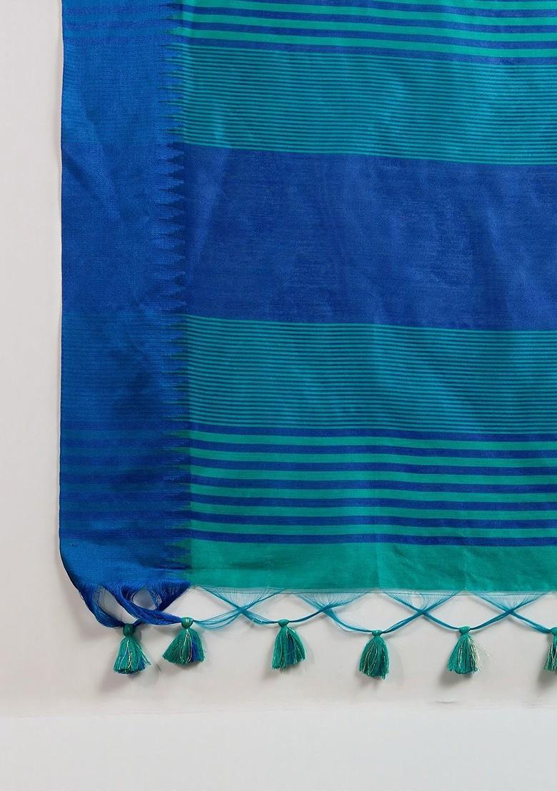 Multi Embroidered Blended Saree Set