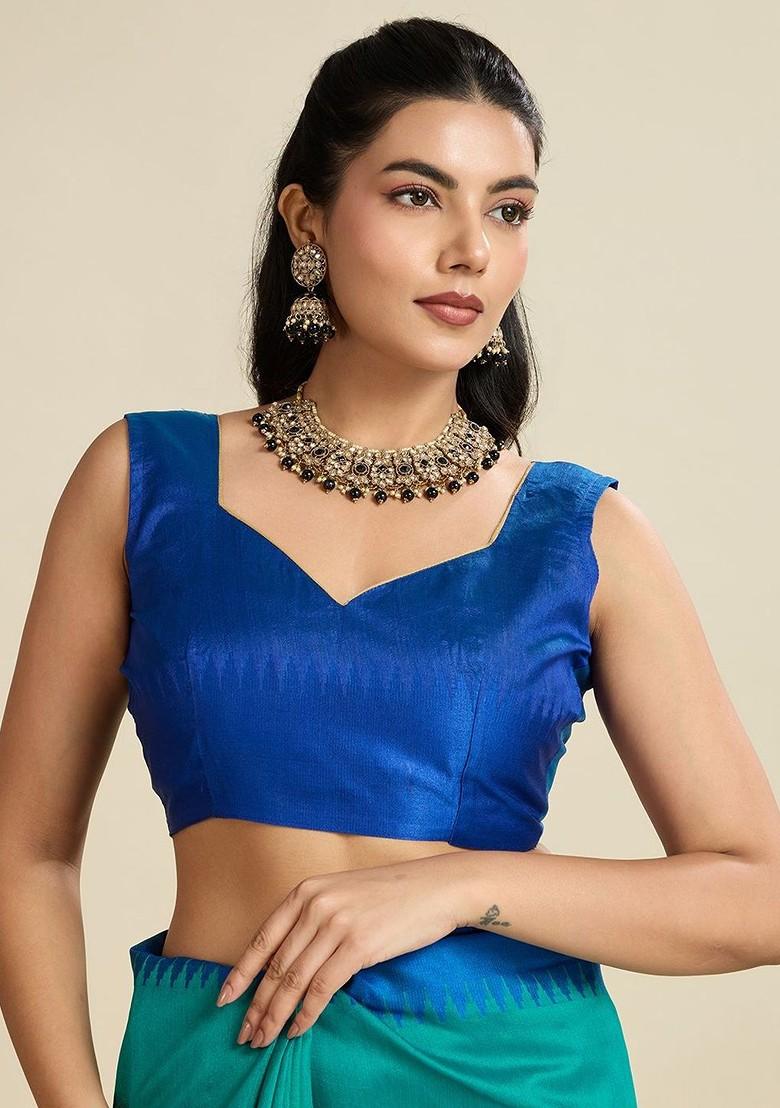 Multi Embroidered Blended Saree Set