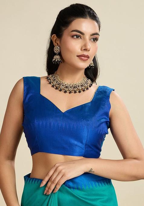 Multi Embroidered Blended Saree Set