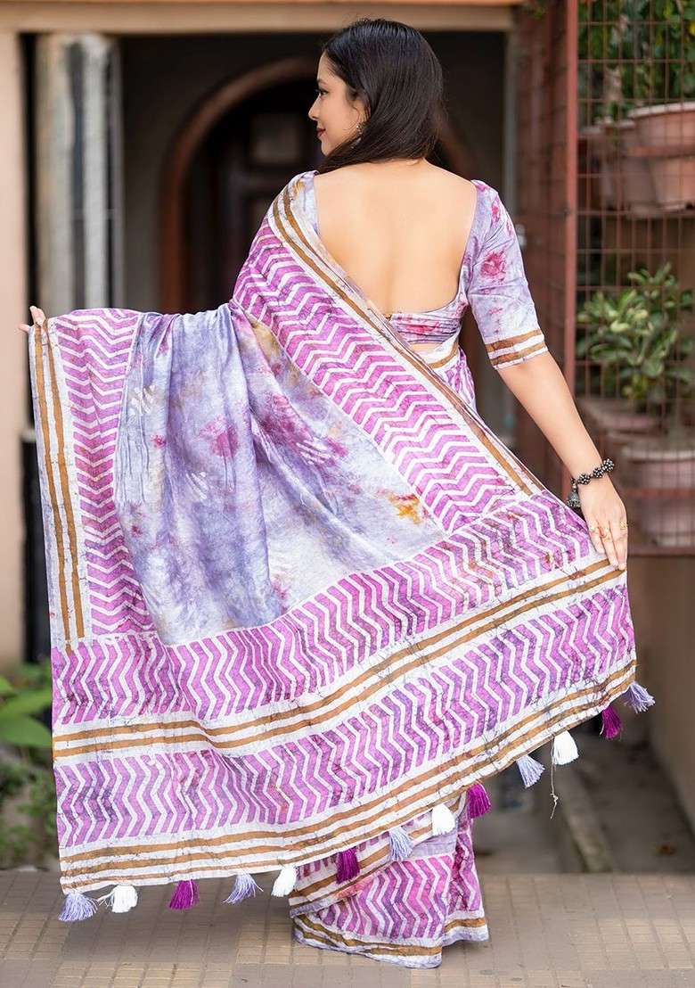 Multi Blended Saree Set with Embroidered for Diwali | Wedding & Festive Wear - Indya