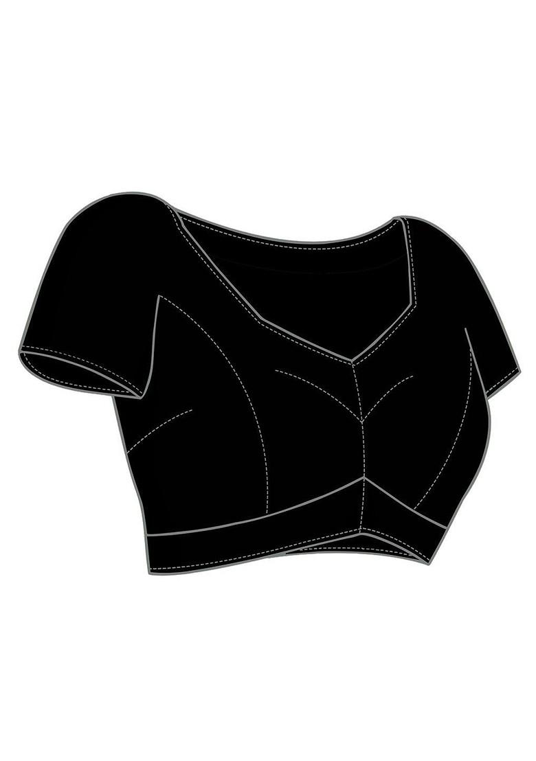 Black Sequin Embellished Blended Saree Set - Indya