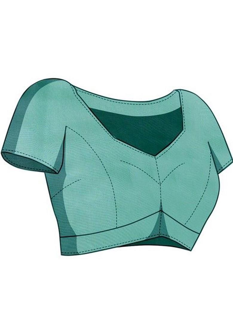 Grey Embroidered Blended Saree Set - Indya