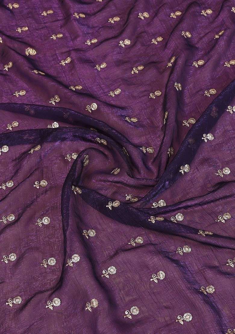 Purple Embellished Blended Saree Set for Diwali | Wedding & Festive Wear - Indya