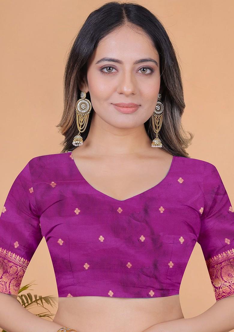 Grey Embroidered Blended Saree Set - Indya