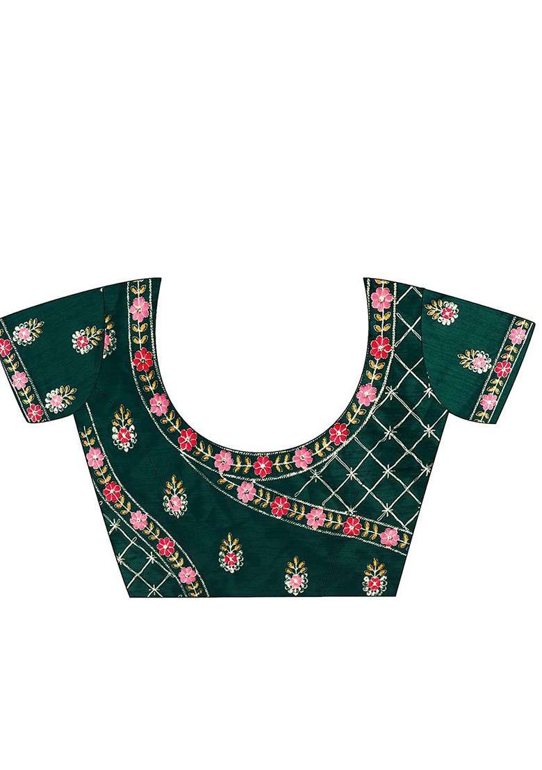 Pink Embroidered Blended Saree Set - Indya