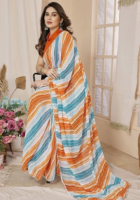 Multi Embroidered Blended Saree Set