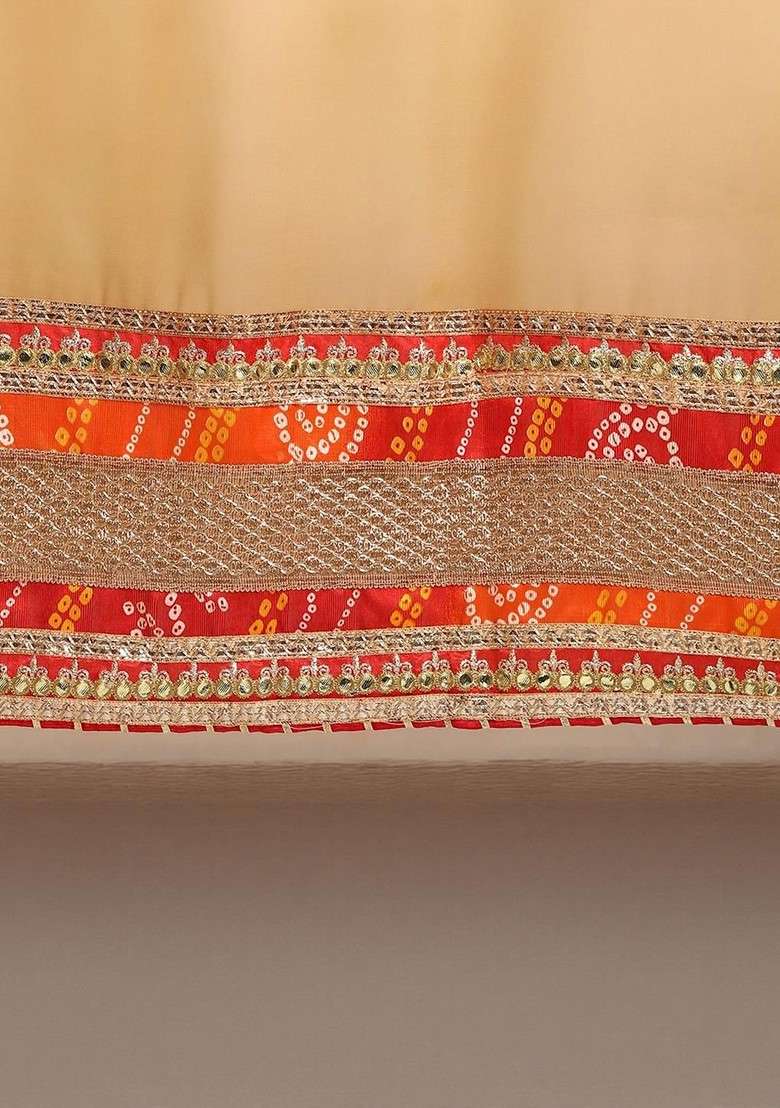 Beige Blended Saree Set with Printed for Diwali | Wedding & Festive Wear - Indya
