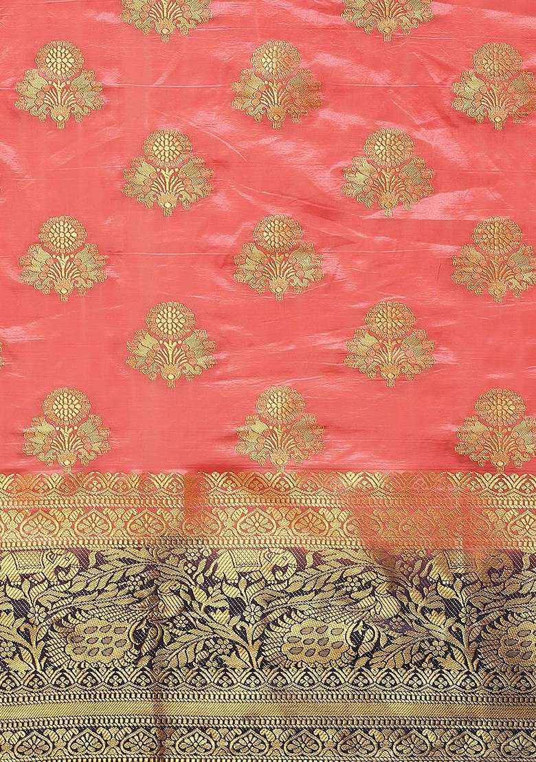 Pink Embroidered Blended Saree Set for Diwali and Festive Wear - Indya