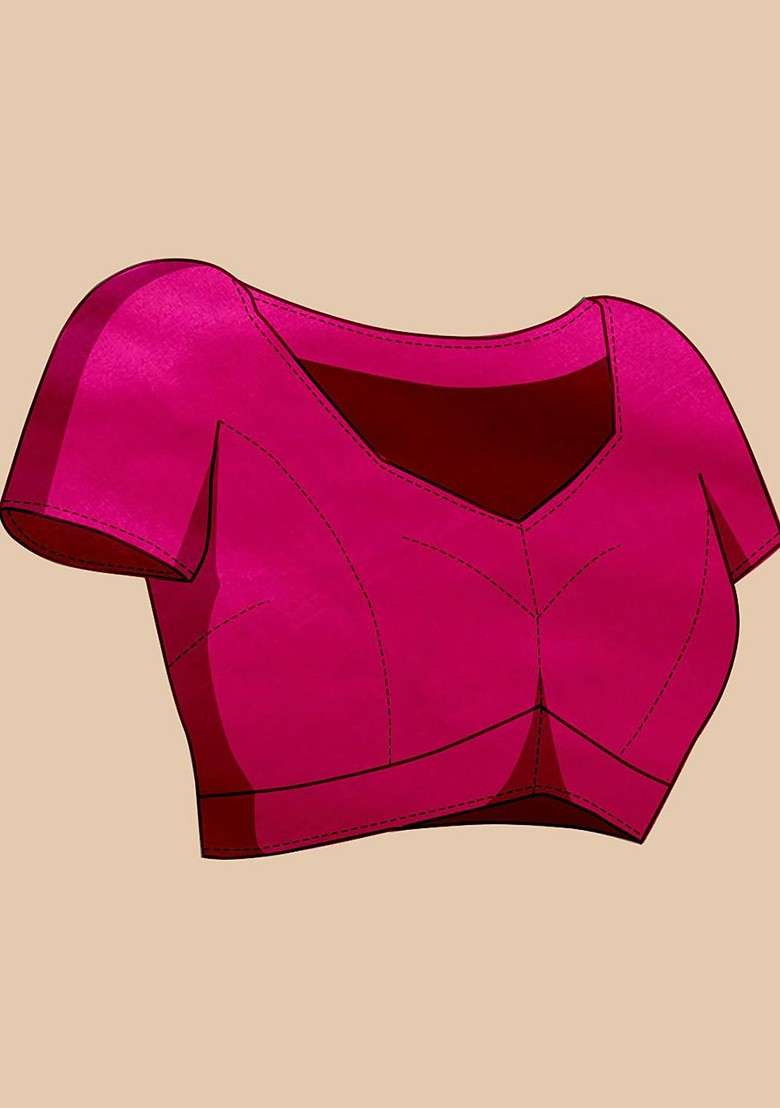 Pink Blended Saree Set with Embroidered for Diwali | Wedding & Festive Wear - Indya