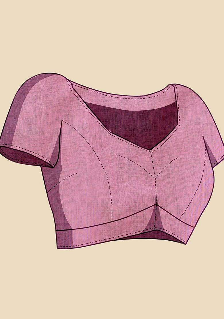 Pink Blended Saree Set with Embroidered for Diwali | Wedding & Festive Wear - Indya