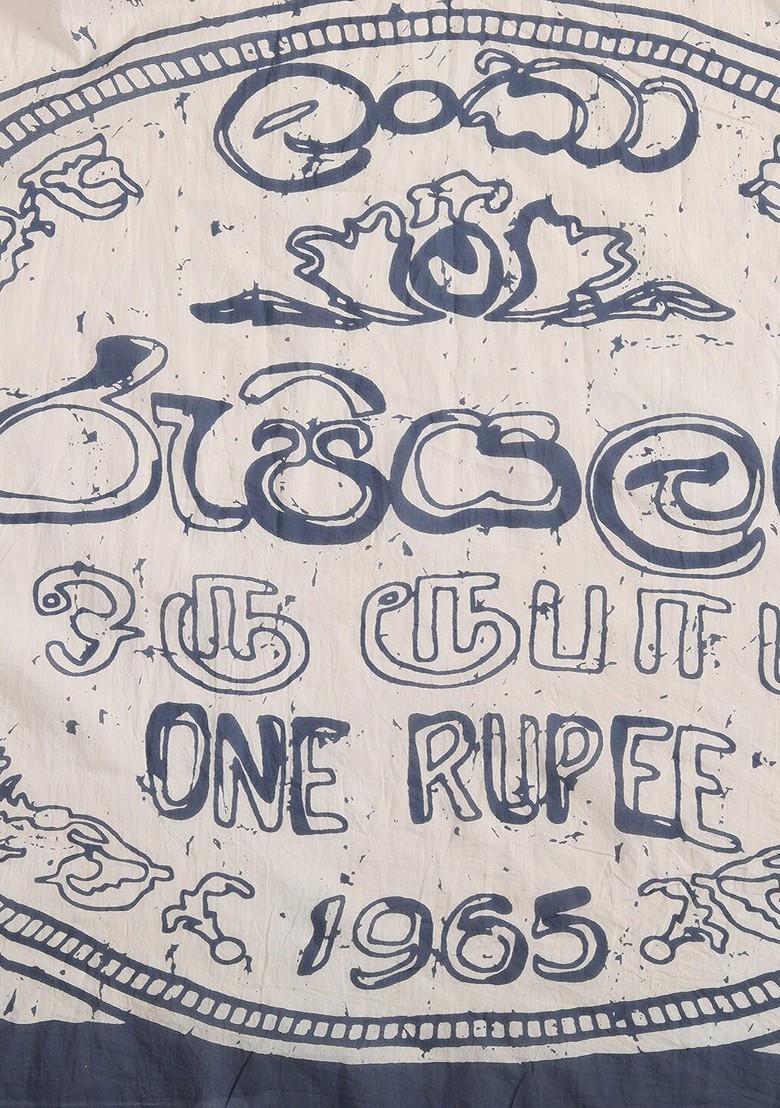 Blue Printed Blended Saree Set