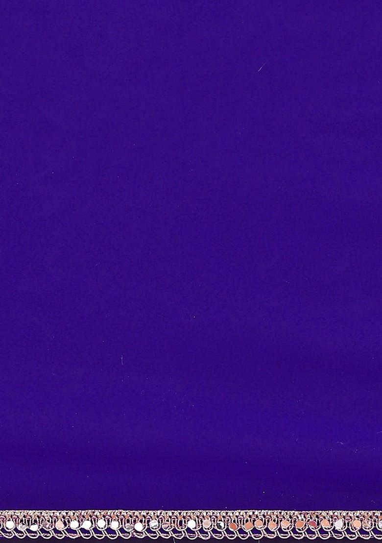 Blue Embroidered Blended Saree Set - Indya