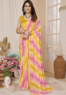 Multi Embroidered Blended Saree Set