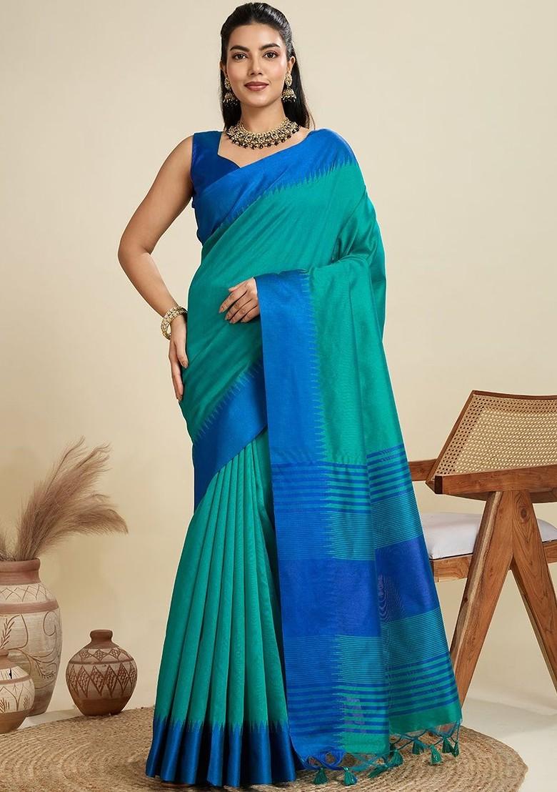 Multi Embroidered Blended Saree Set