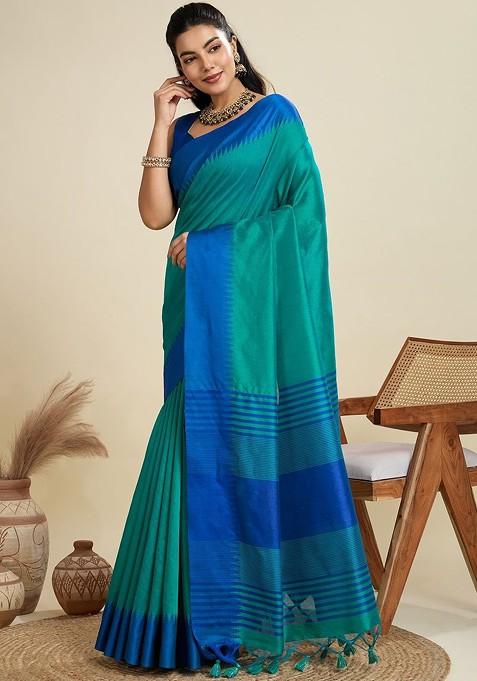 Multi Embroidered Blended Saree Set