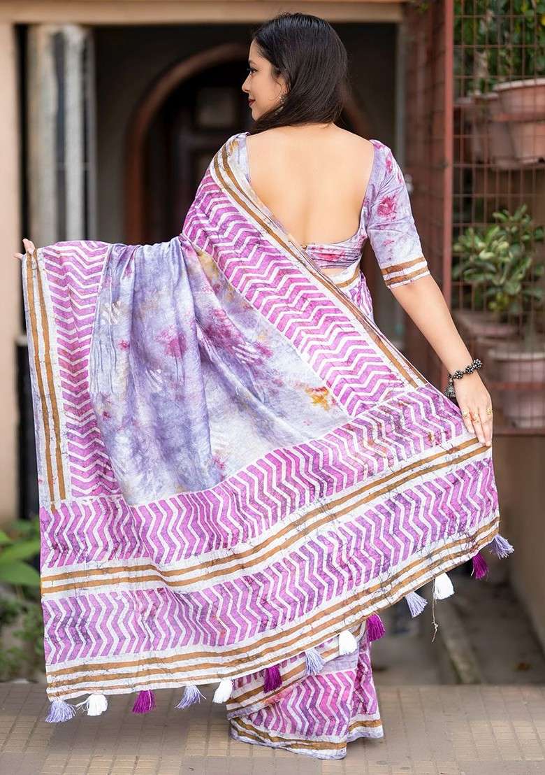 Multi Blended Saree Set with Embroidered for Diwali | Wedding & Festive Wear - Indya