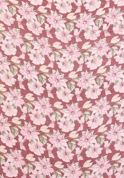 Maroon Printed Blended Saree Set