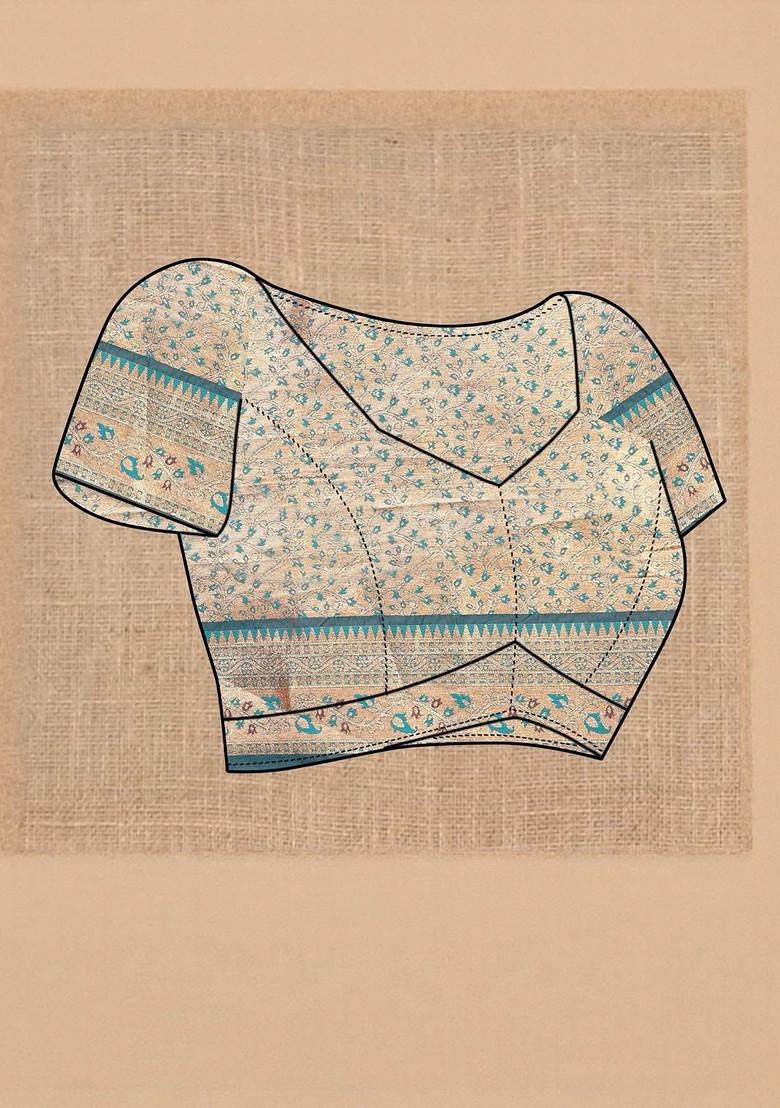 Red Embroidered Blended Saree Set