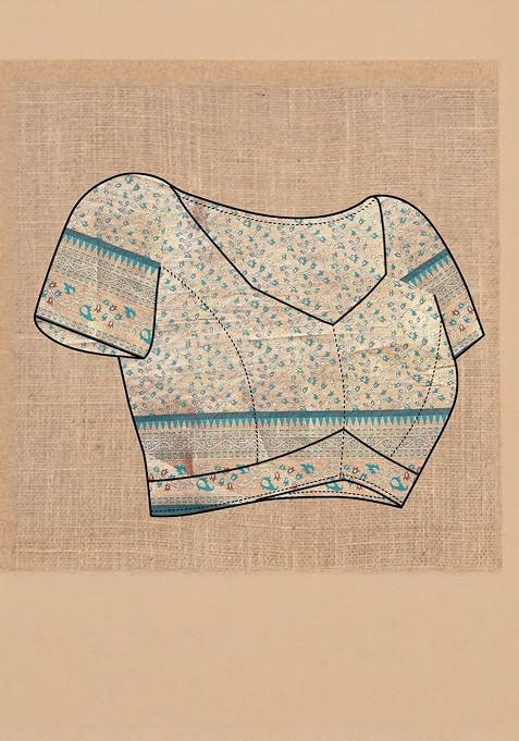 Red Embroidered Blended Saree Set