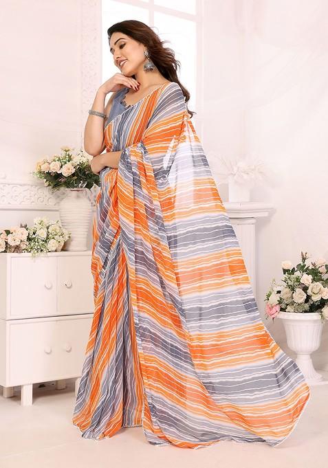 Multi Embroidered Blended Saree Set