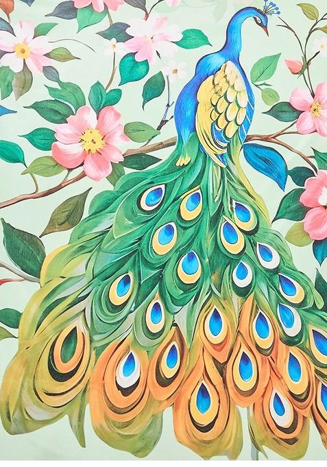 Sea Green Printed Blended Saree Set