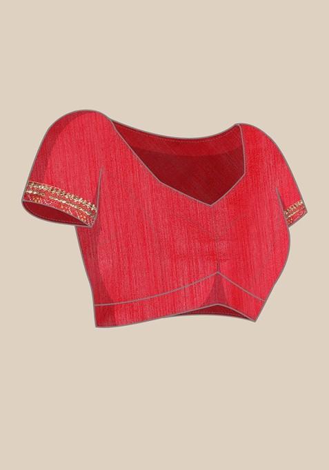 Yellow Printed Blended Saree Set