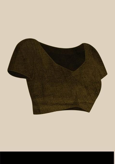 Red Embroidered Blended Saree Set