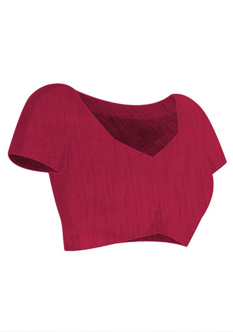 Peach Embroidered Blended Saree Set